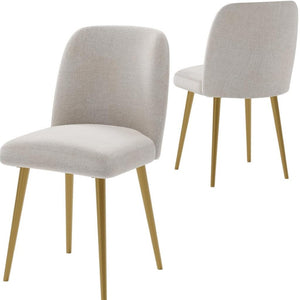 HomeRoots Set of Two Beige and Gold Upholstered Dining Chairs – Modern Comfort for Any Room Decor! 564816