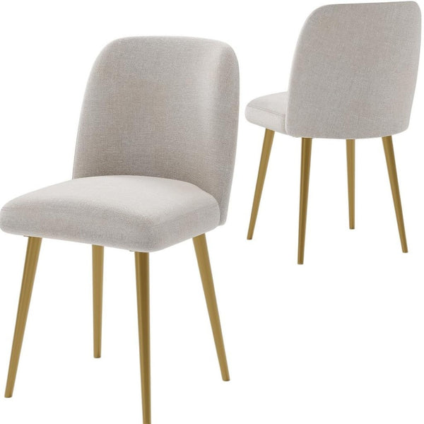 HomeRoots Set of Two Beige and Gold Upholstered Dining Chairs – Modern Comfort for Any Room Decor! 564816