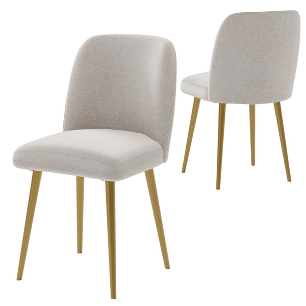 HomeRoots Set of Two Beige and Gold Upholstered Dining Chairs – Modern Comfort for Any Room Decor! 564816