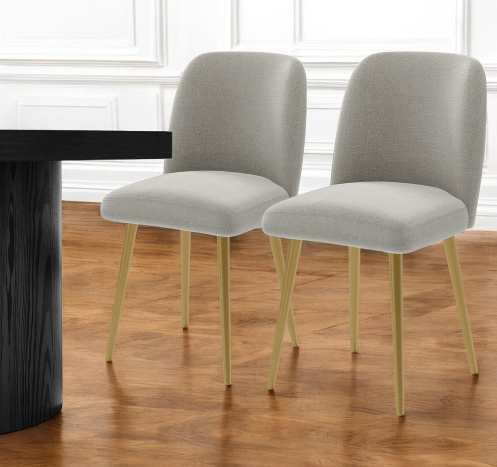 Homeroots Set Of Two Gray And Gold Upholstered Fabric Dining Chairs - Elegant Accent Seating For Any Room   564817