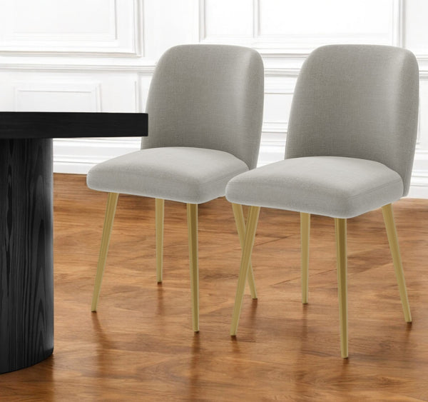 Homeroots Set Of Two Gray And Gold Upholstered Fabric Dining Chairs - Elegant Accent Seating For Any Room   564817
