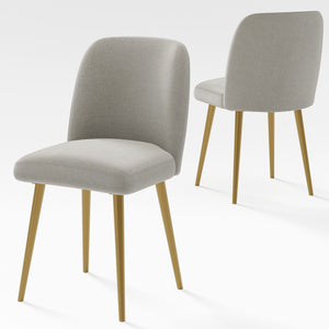 Homeroots Set Of Two Gray And Gold Upholstered Fabric Dining Chairs - Elegant Accent Seating For Any Room   564817