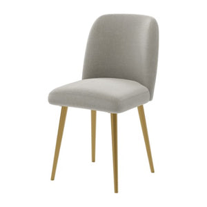 Homeroots Set Of Two Gray And Gold Upholstered Fabric Dining Chairs - Elegant Accent Seating For Any Room   564817