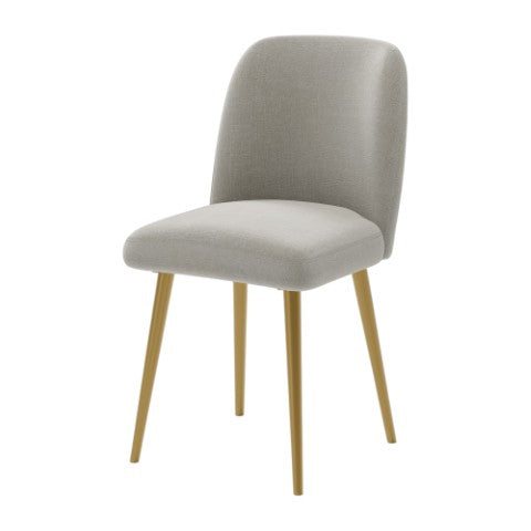 Homeroots Set Of Two Gray And Gold Upholstered Fabric Dining Chairs - Elegant Accent Seating For Any Room   564817