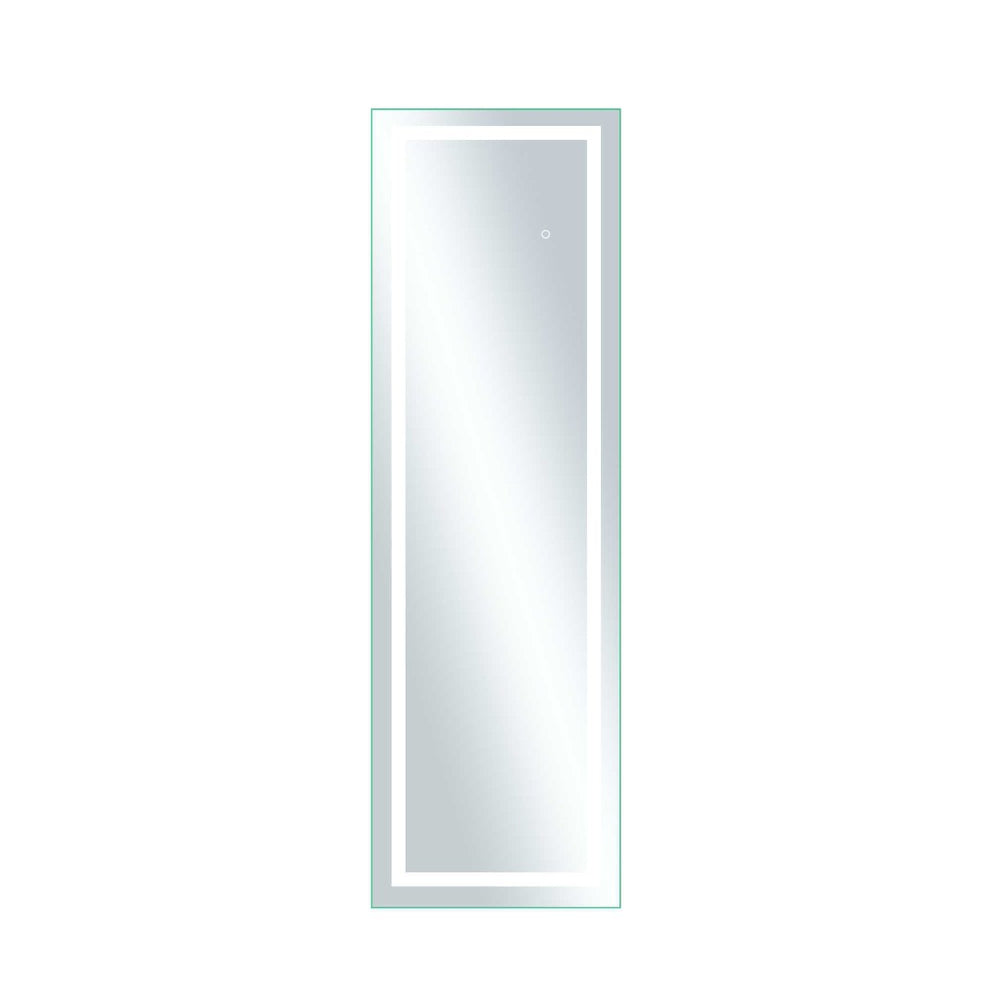 HomeRoots 63" Elegant White Metal Framed Bathroom Vanity Mirror with Integrated Lighting for Modern Spaces 564819