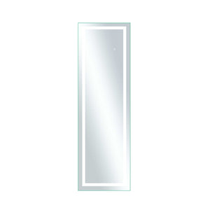 HomeRoots 63" Elegant White Metal Framed Bathroom Vanity Mirror with Integrated Lighting for Modern Spaces 564819