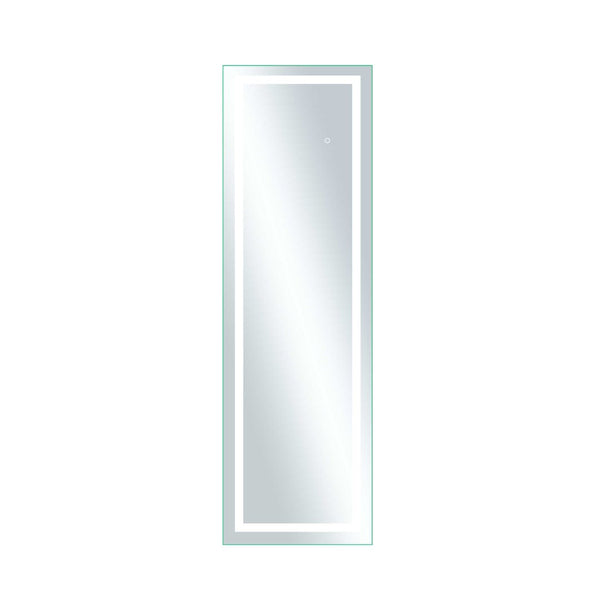 HomeRoots 63" Elegant White Metal Framed Bathroom Vanity Mirror with Integrated Lighting for Modern Spaces 564819