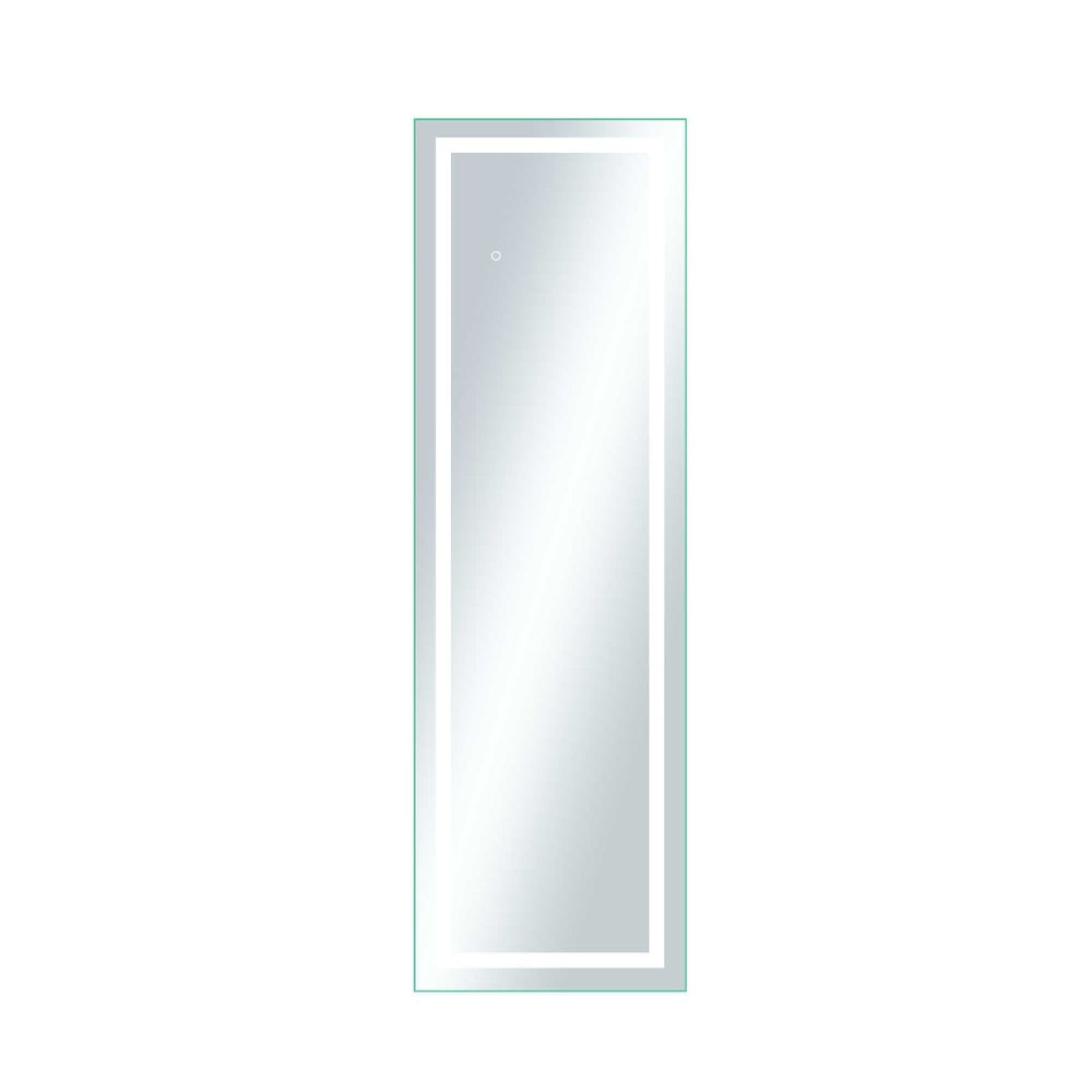 HomeRoots 63" Elegant White Metal Framed Bathroom Vanity Mirror with Integrated Lighting for Modern Spaces 564819