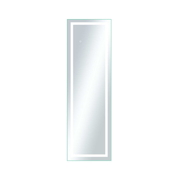 HomeRoots 63" Elegant White Metal Framed Bathroom Vanity Mirror with Integrated Lighting for Modern Spaces 564819