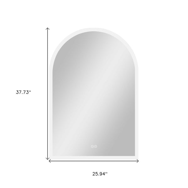 Homeroots 38" Clear Arch Led Lighted Bathroom Vanity Mirror - Frameless, Anti-fog, Adjustable Brightness, Modern Flair  Glass 564832