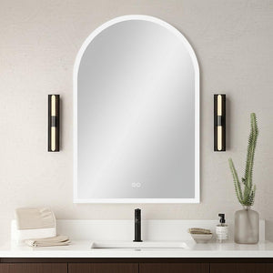 Homeroots 38" Clear Arch Led Lighted Bathroom Vanity Mirror - Frameless, Anti-fog, Adjustable Brightness, Modern Flair  Glass 564832