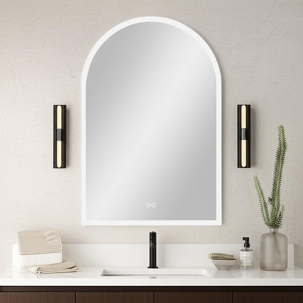 Homeroots 38" Clear Arch Led Lighted Bathroom Vanity Mirror - Frameless, Anti-fog, Adjustable Brightness, Modern Flair  Glass 564832