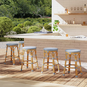 Butler Specialty Tobias Outdoor Rattan And Metal Dining Side Chair – Chic Coastal Style For Your Patio Oasis Baby Blue Aluminum,Polyurethane Synthetic (Pe) Rattan 5648341-butler