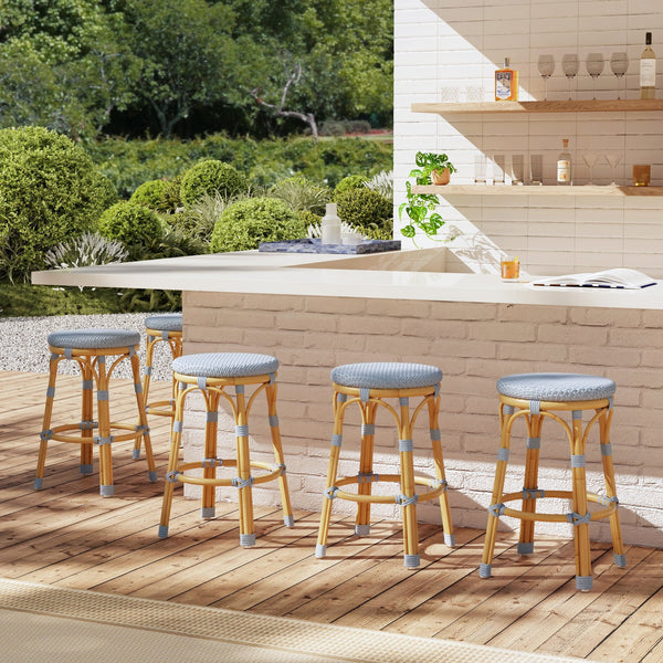 Butler Specialty Tobias Outdoor Rattan And Metal Dining Side Chair – Chic Coastal Style For Your Patio Oasis Baby Blue Aluminum,Polyurethane Synthetic (Pe) Rattan 5648341-butler