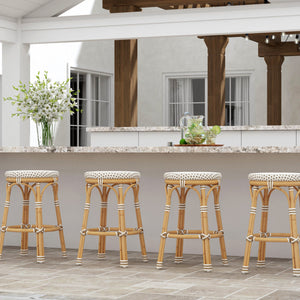 Butler Specialty Tobias Outdoor Rattan And Metal Dining Side Chair – Chic Coastal Style For Your Patio Oasis Beige And White Aluminum,Polyurethane Synthetic (Pe) Rattan 5648433-butler