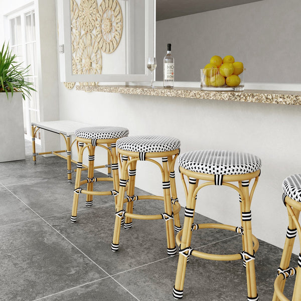 Butler Specialty Tobias Outdoor Rattan And Metal Dining Side Chair – Chic Coastal Style For Your Patio Oasis Black And White Aluminum,Polyurethane Synthetic (Pe) Rattan 5648434-butler