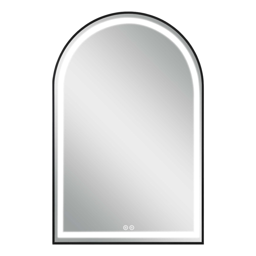 HomeRoots 39" Black Metal Arch Vanity Mirror with LED Lighting, Anti-Fog Function, and Modern Elegance 564851