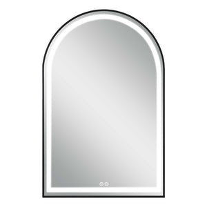 HomeRoots 39" Black Metal Arch Vanity Mirror with LED Lighting, Anti-Fog Function, and Modern Elegance 564851