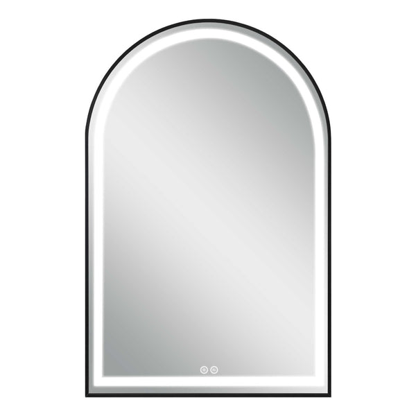 HomeRoots 39" Black Metal Arch Vanity Mirror with LED Lighting, Anti-Fog Function, and Modern Elegance 564851