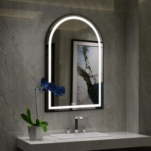 Homeroots 39" Black Metal Arch Led Lighted Bathroom Vanity Mirror - Modern Design, Adjustable Brightness & Anti-fog  Glass 564851