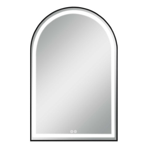 Homeroots 39" Black Metal Arch Led Lighted Bathroom Vanity Mirror - Modern Design, Adjustable Brightness & Anti-fog  Glass 564851