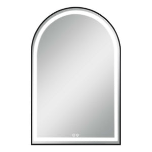 Homeroots 39" Black Metal Arch Led Lighted Bathroom Vanity Mirror - Modern Design, Adjustable Brightness & Anti-fog  Glass 564851