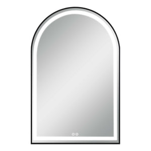 Homeroots 38" Black Metal Arch Lighted Bathroom Vanity Mirror – Elevate Your Space With Modern Style & Design  Glass 564854