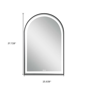 Homeroots 38" Black Metal Arch Lighted Bathroom Vanity Mirror – Elevate Your Space With Modern Style & Design  Glass 564854
