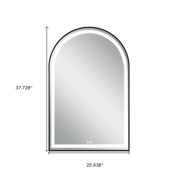 Homeroots 38" Black Metal Arch Lighted Bathroom Vanity Mirror – Elevate Your Space With Modern Style & Design  Glass 564854