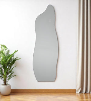 Homeroots 63" Clear Modern Abstract Led Lighted Hanging Mirror - Frameless Full-length Design For Any Room  Glass 564860