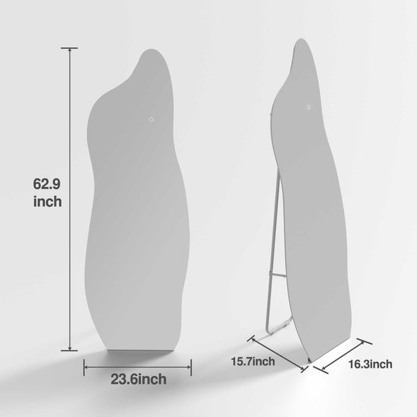 Homeroots 63" Clear Modern Abstract Led Lighted Hanging Mirror - Frameless Full-length Design For Any Room  Glass 564860