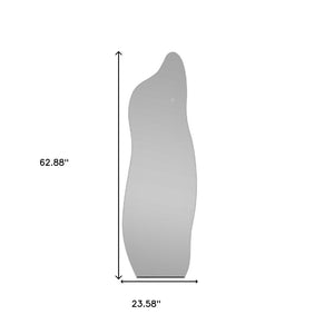 Homeroots 63" Clear Modern Abstract Led Lighted Hanging Mirror - Frameless Full-length Design For Any Room  Glass 564860