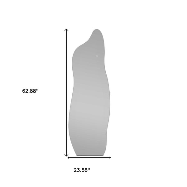 Homeroots 63" Clear Modern Abstract Led Lighted Hanging Mirror - Frameless Full-length Design For Any Room  Glass 564860