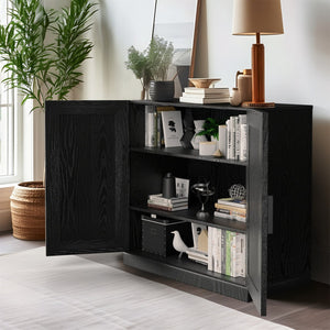 HomeRoots 31" Black Textured Door Accent Cabinet – Stylish Storage with Adjustable Shelves for Any Room Decor 564861