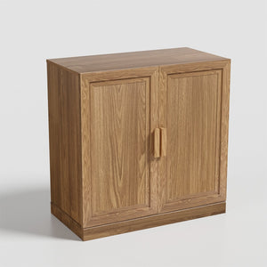 HomeRoots 31" Natural Textured Door Accent Cabinet - Stylish Storage with Three Shelves for Any Space 564862