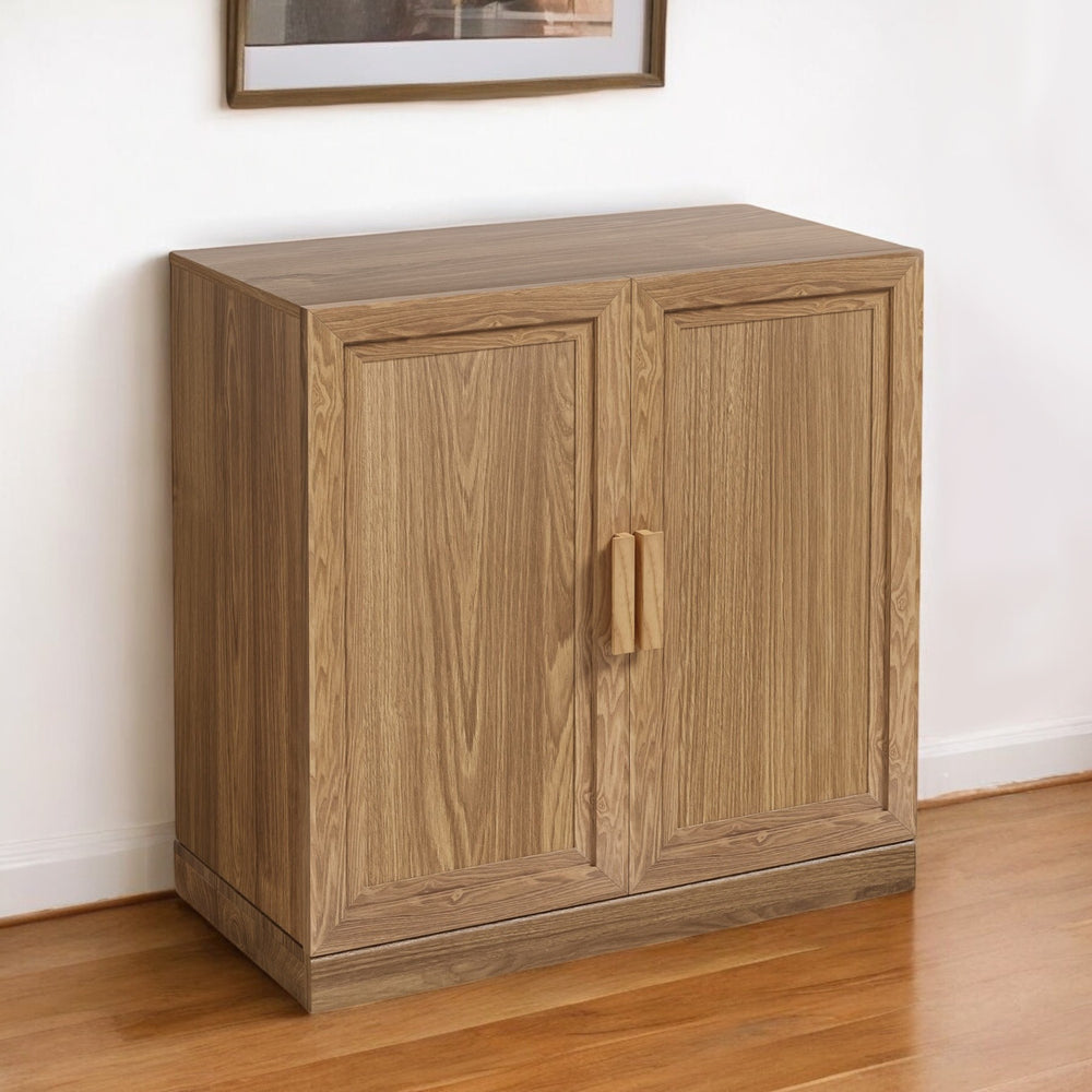 Homeroots 31" Natural Textured Accent Cabinet - Stylish Double Door Storage With Adjustable Shelves & Versatility  Manufactured Wood 564862