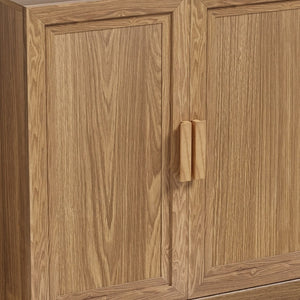 HomeRoots 31" Natural Textured Door Accent Cabinet - Stylish Storage with Three Shelves for Any Space 564862