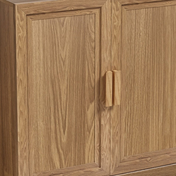 HomeRoots 31" Natural Textured Door Accent Cabinet - Stylish Storage with Three Shelves for Any Space 564862