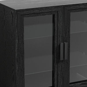 HomeRoots 31" Modern Black Glass Door Accent Cabinet with 3 Adjustable Shelves for Stylish Storage Solutions 564863