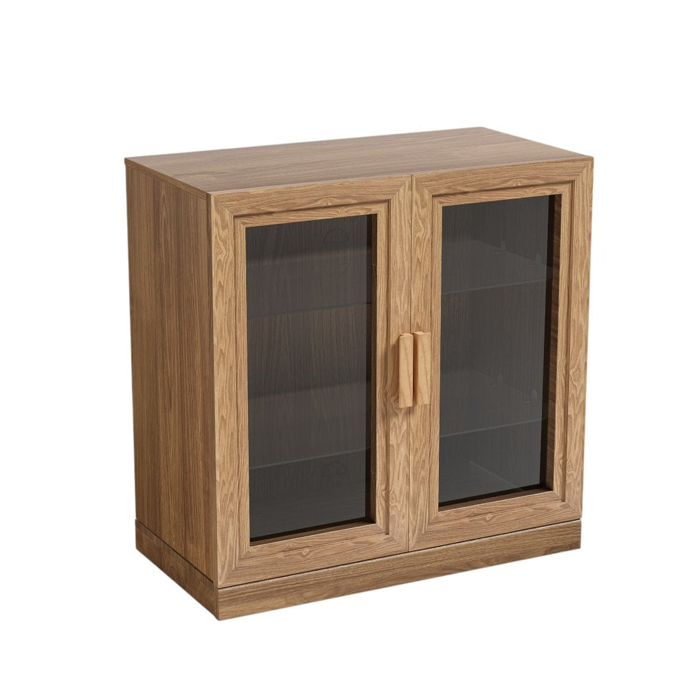 HomeRoots 31" Modern Clear Glass Door Accent Cabinet with 3 Adjustable Shelves for Stylish Storage Solutions 564864