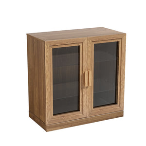 HomeRoots 31" Modern Clear Glass Door Accent Cabinet with 3 Adjustable Shelves for Stylish Storage Solutions 564864