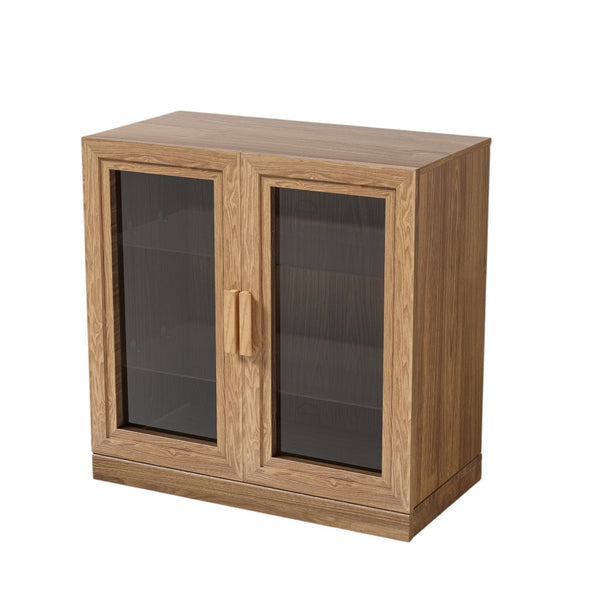 HomeRoots 31" Modern Clear Glass Door Accent Cabinet with 3 Adjustable Shelves for Stylish Storage Solutions 564864