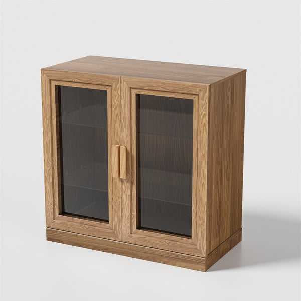 HomeRoots 31" Modern Clear Glass Door Accent Cabinet with 3 Adjustable Shelves for Stylish Storage Solutions 564864