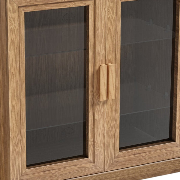 HomeRoots 31" Modern Clear Glass Door Accent Cabinet with 3 Adjustable Shelves for Stylish Storage Solutions 564864