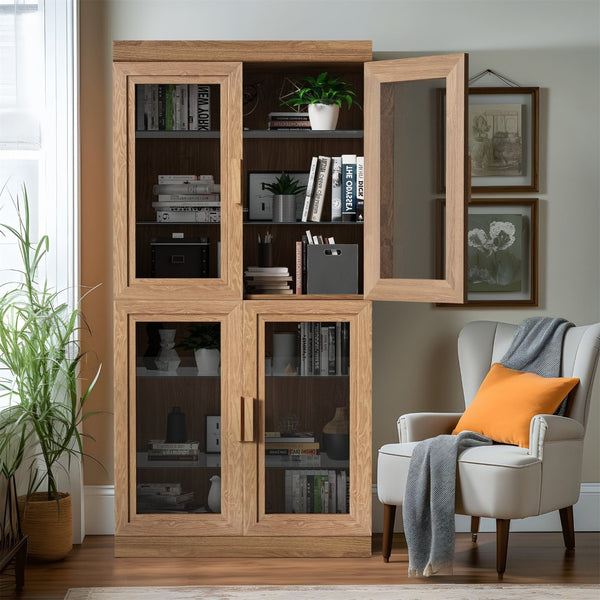 HomeRoots 31" Modern Clear Glass Door Accent Cabinet with 3 Adjustable Shelves for Stylish Storage Solutions 564864