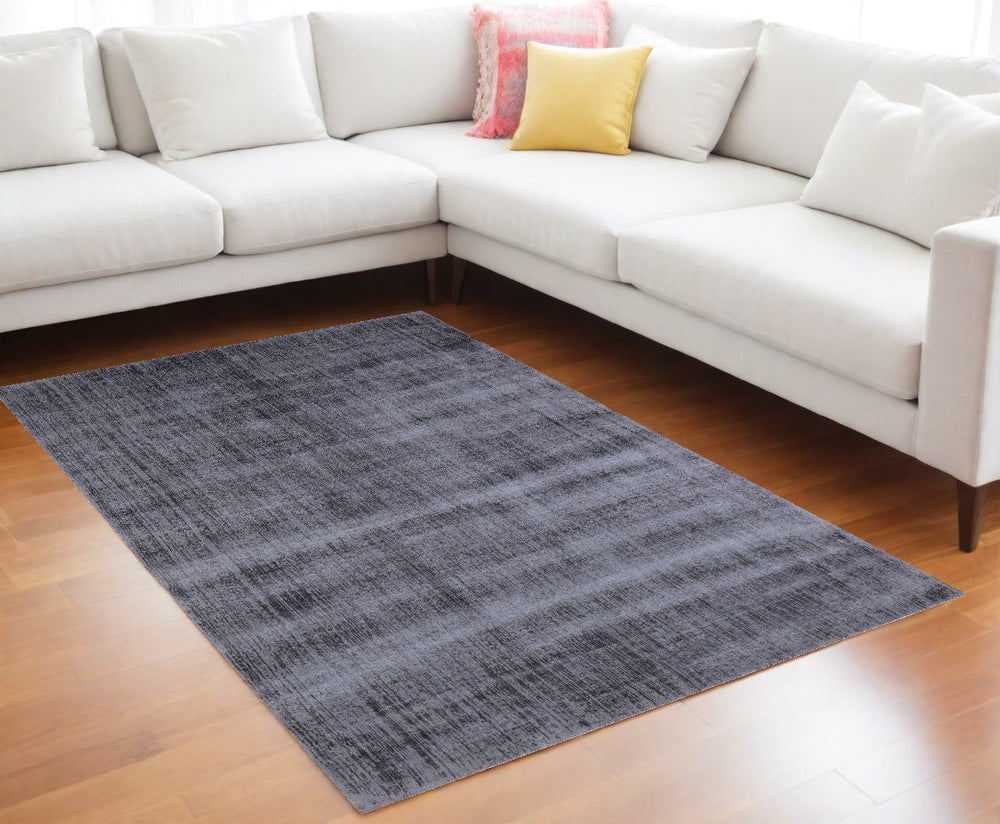 Homeroots 8' X 10' Charcoal Hand Loomed Area Rug  Viscose 564868