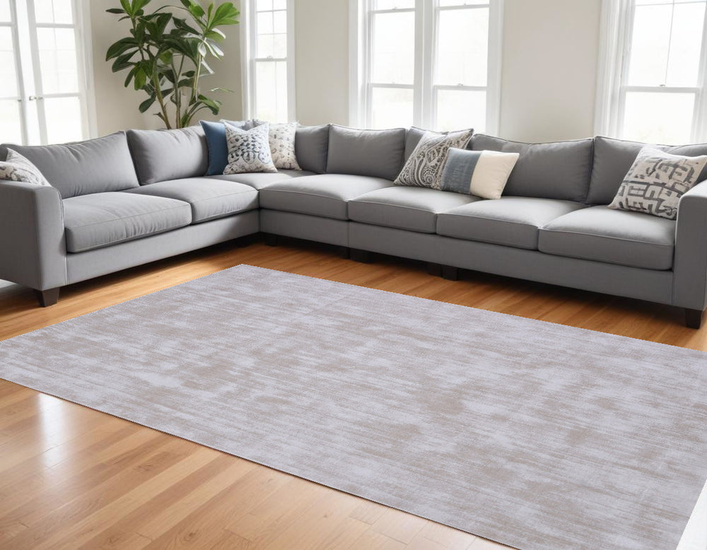 Homeroots 9' X 12' Ivory And Light Gray Abstract Hand Loomed Area Rug  Viscose 564873