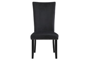 Homeroots Set Of Two Luxurious Black Velvet Dining Side Chairs With Nailhead Trim For Elegant Seating   564877