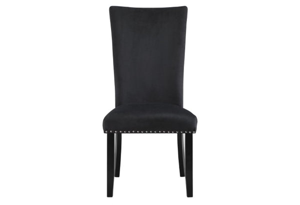 Homeroots Set Of Two Luxurious Black Velvet Dining Side Chairs With Nailhead Trim For Elegant Seating   564877