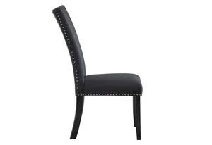 Homeroots Set Of Two Luxurious Black Velvet Dining Side Chairs With Nailhead Trim For Elegant Seating   564877